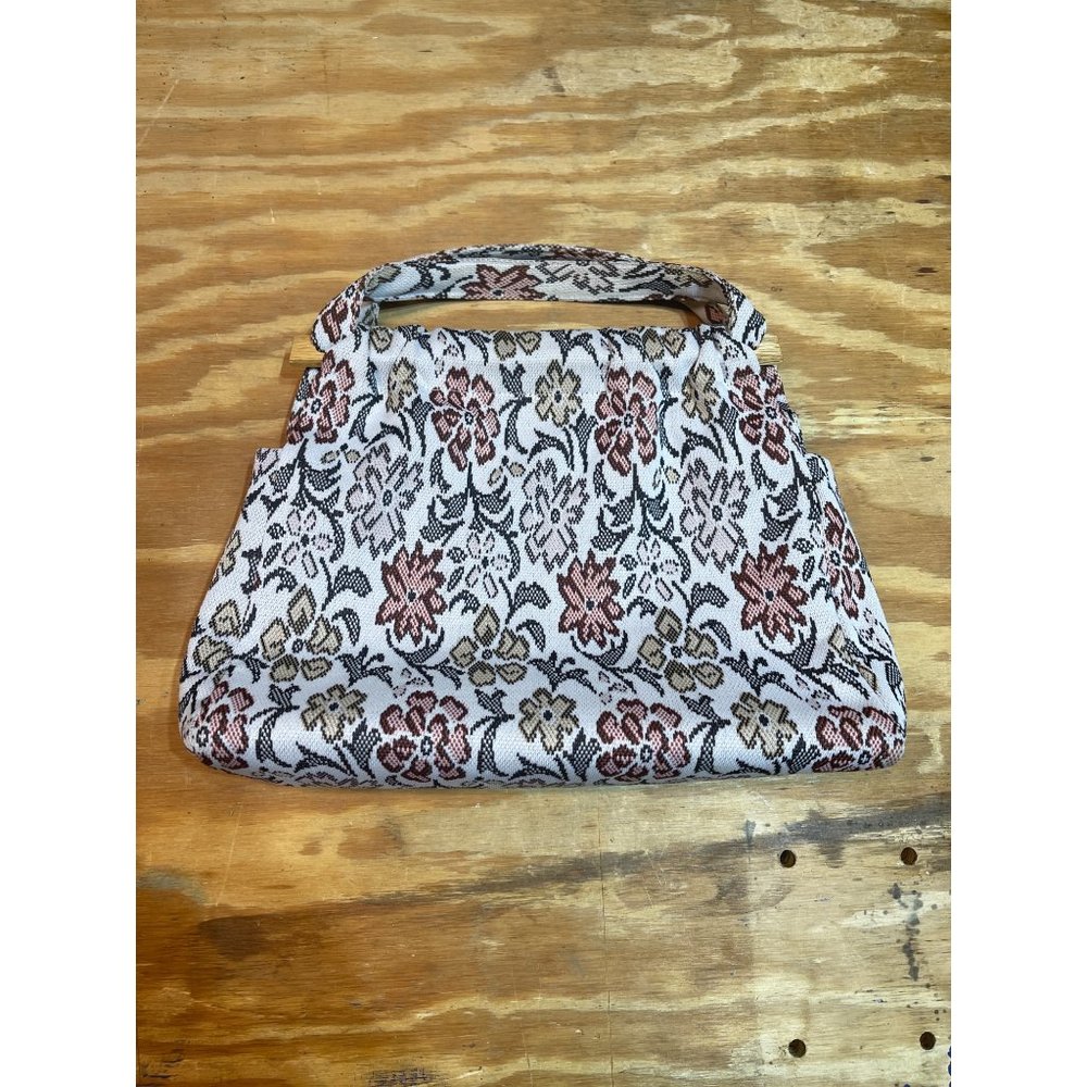 Cross-stitch/needlepoint looking flower pattern purse